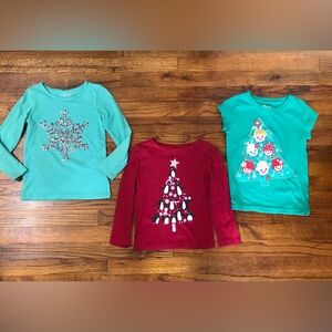 Girl Christmas Holiday Spirit Shirts Bundle 
Tree Penguin Snowflake Red Green Ho